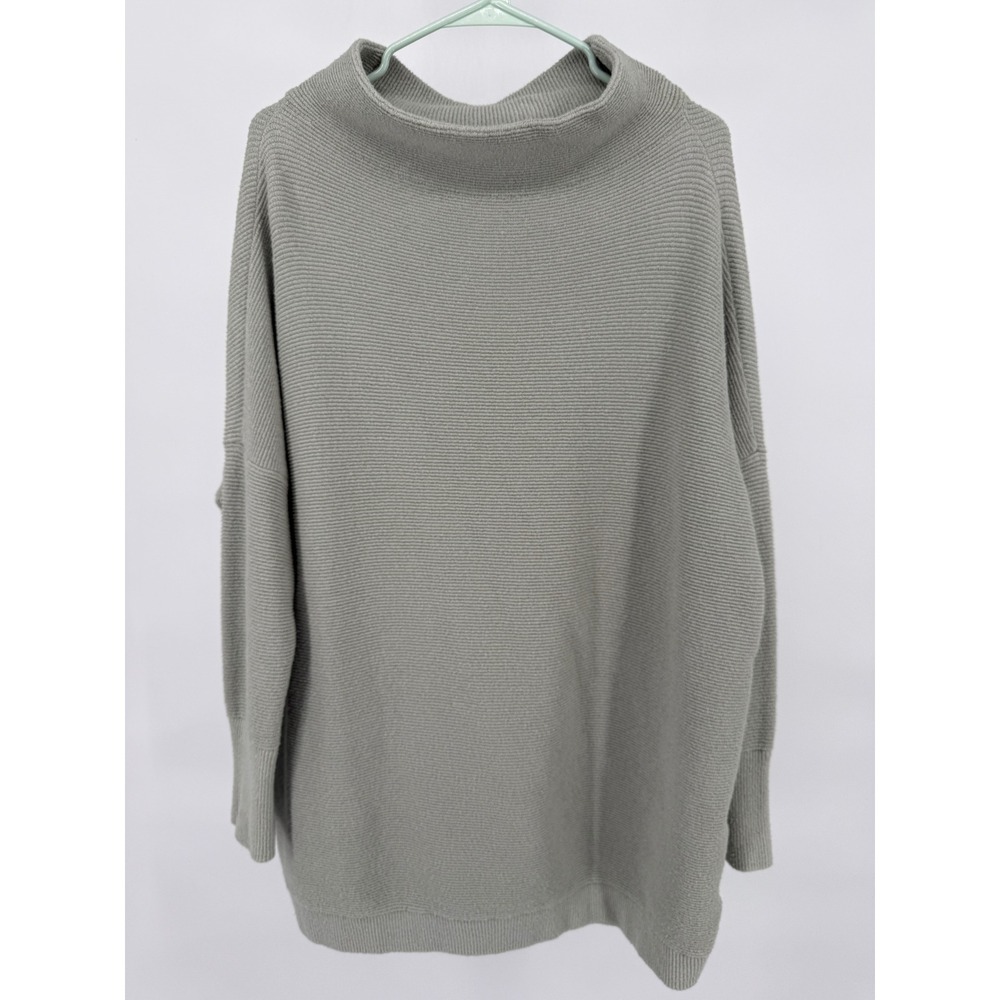 Free People Ottoman Slouchy Tunic Sweater Sage Green Ribbed Mock Neck Large L